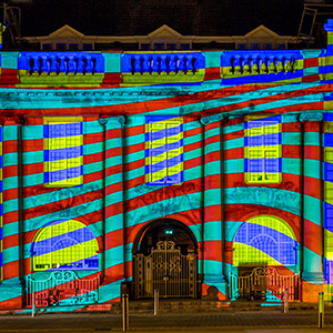 Crewe Municipal Building painted multicolours