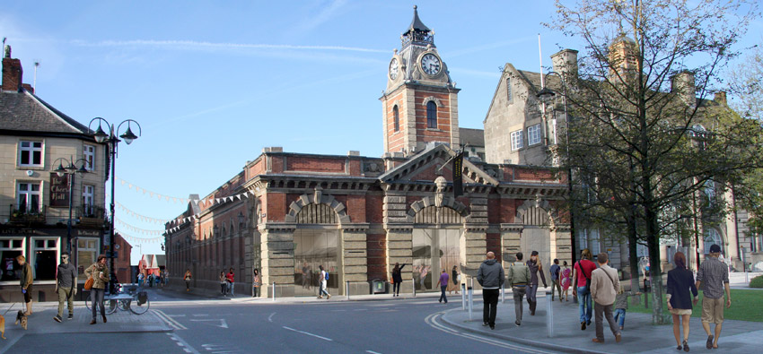 in front of crewe market hall