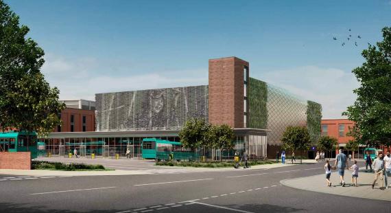 1) An artist’s impression of the new bus station and multi-storey car park, Crewe town centre