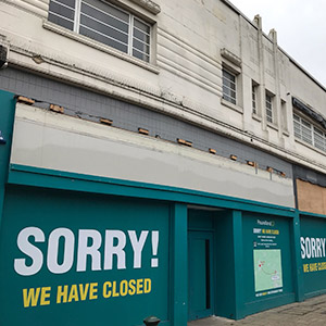 empty high street with closed shopfronts